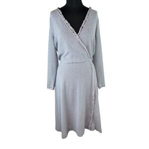 VINTAGE Kay Windsor Light Blue Textured Knee Length L/S Dress USA Made M L VTG